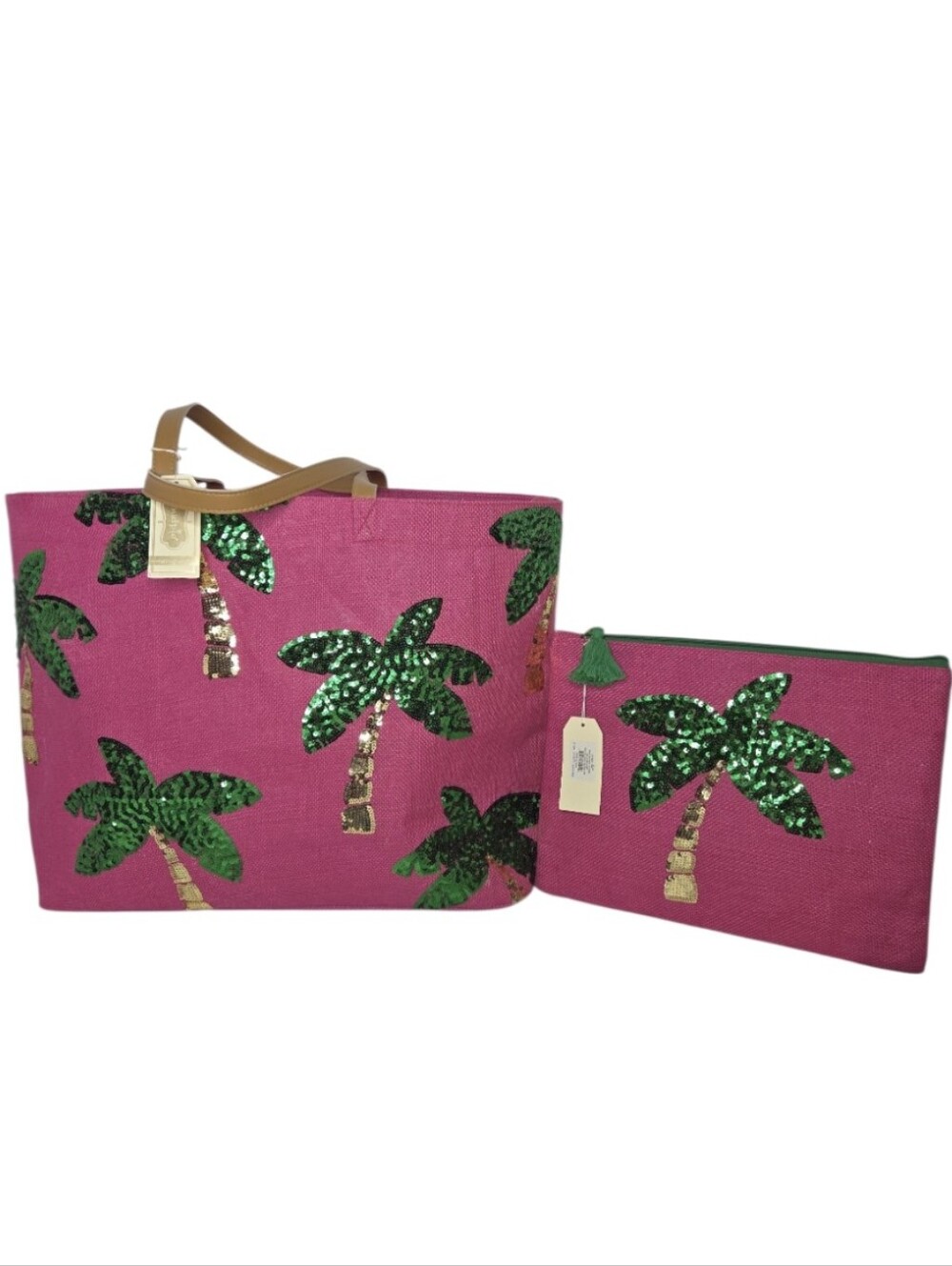 Mudpie Maya Bay Dazzle Palm Tree Beach Bag Tote And Case NEW